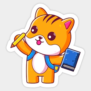 Cute cat go to school Sticker